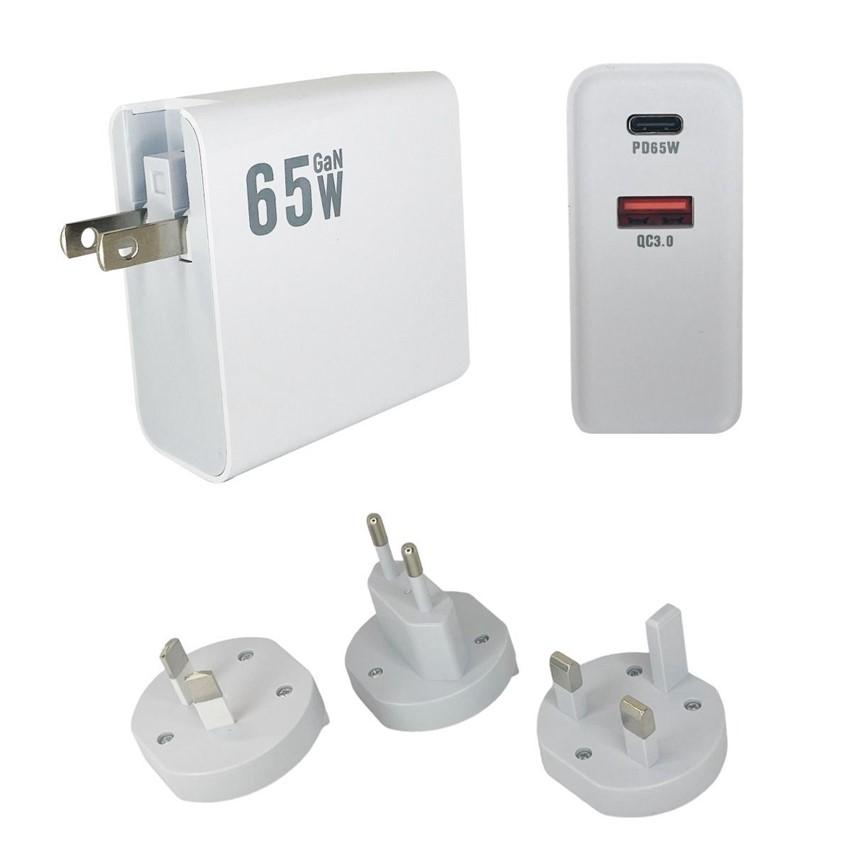 CARGADOR 220V CABEZAL 65W - AITECH CDQ-090 FAST CHARGE 3A 2USB (FICHA UK/US-EU/AU) AICP060130B